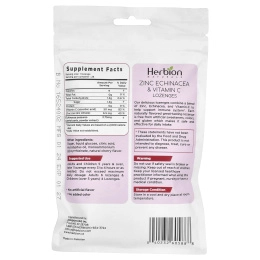 Herbion Naturals, Леденцы с цинком и эхинацеей и витамином C, вишня, 25 пастилок