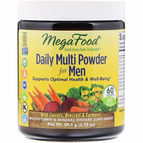 MegaFood, Ежедневный мульти-порошок для мужчин, 3,15 унции (89,4 г)