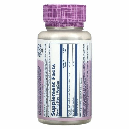 Solaray, Vital Extracts, белая ива, 600 мг, 60 растительных капсул