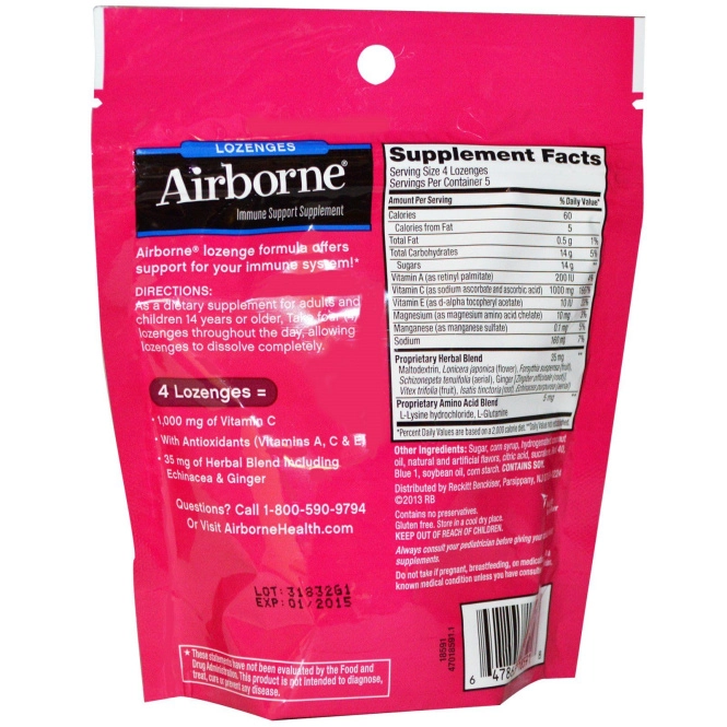 AirBorne, Lozenges, Berry, 20 Individually Wrapped Lozenges