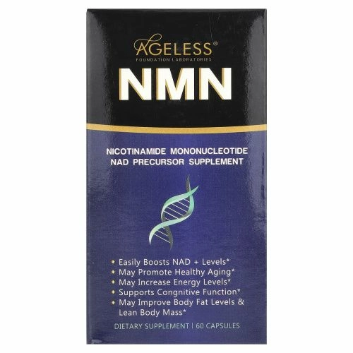 Ageless Foundation Laboratories, NMN, Никотинамид-мононуклеотидная добавка-предшественник НАД, 60 капсул