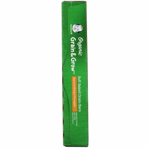 Gerber, Organic, Grain & Grow, мягкие запеченные зерновые батончики, от 12 месяцев, со вкусом банана, манго и ананаса, 8 батончиков по 19 г