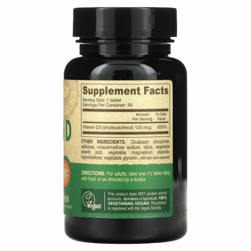 Deva, Vegan Vitamin D, 125 mcg, 5000 МЕ, 90 Tablets