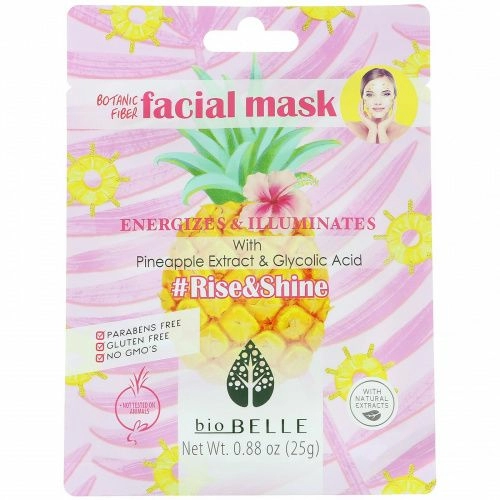 Biobelle, #Rise&Shine, тканевая растительная маска для лица, заряжает энергией и дарит сияние, 1 шт., 25 г (0,88 унции)