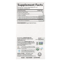 Organic India, чай с тулси и ашвагандой, без кофеина, 18 пакетиков для заваривания, 36 г (1,27 унции)