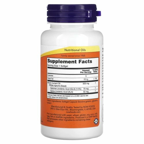 Now Foods, Масло чёрной смородины, 500 мг, 100 желатиновых капсул