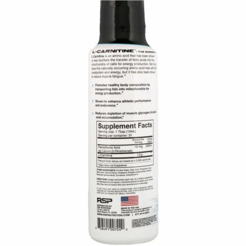 RSP Nutrition, L-Carnitine Liquid Formula, 1,500 mg, Peach Mango, 16 fl oz (473 ml)
