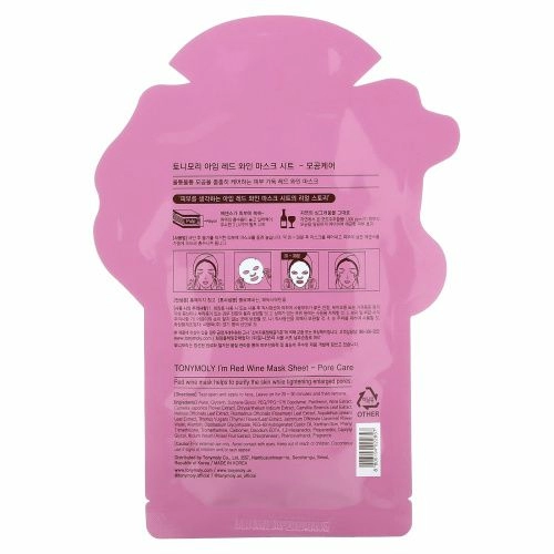 TonyMoly, I'm Red Wine, тканевая маска для ухода за порами, 1 шт., 21 г (0,74 унции)