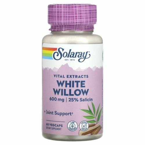 Solaray, Vital Extracts, белая ива, 600 мг, 60 растительных капсул