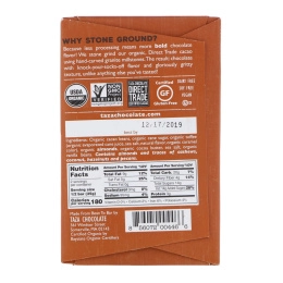 Taza Chocolate, Organic Dark Chocolate, Toffee Almond & Sea Salt, 2.5 oz (70 g)