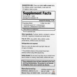 Kyolic, Детский Kyo-дофилус, жевательные таблетки с ванилью, 60 таблеток