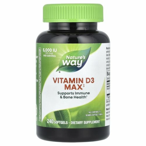 Nature's Way, Витамин D3, 5000 МЕ, 240 гелевых капсул