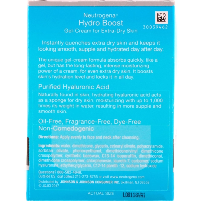 Neutrogena, Hydro Boost, увлажняющий гель-крем, для очень сухой кожи, без отдушки, 48 г (1,7 унции)