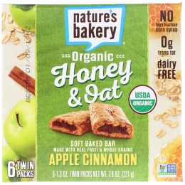 Nature's Bakery, Органический мед и овес, мягкий запеченный батончик с яблочной корицей, 6 двойных упаковок, по 1,3 унции каждый