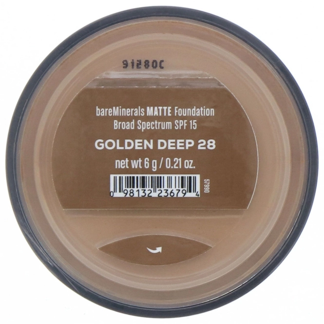 bareMinerals, Matte, тональная основа, SPF 15, оттенок «Золотистый темный 28», 6 г