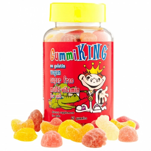 GummiKing, Мультивитамины для детей без сахара, 60 жевательных таблеток