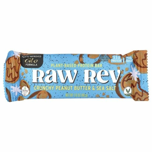 Raw Rev, Glo, хрустящее арахисовое масло и морская соль, 12 батончиков, 1,6 унции (46 г)