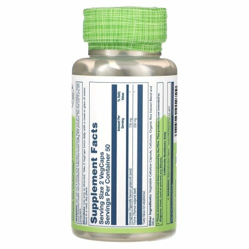 Solaray, True Herbs, пажитник и чабрец, 100 растительных капсул