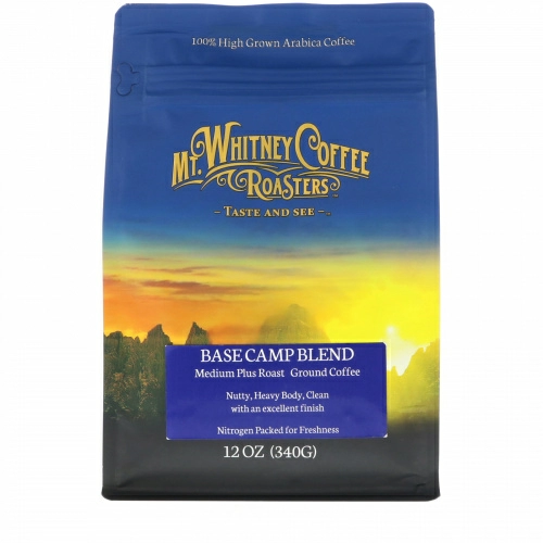 Mt. Whitney Coffee Roasters, Кофе средней обжарки плюс, Base Camp, молотый, 12 унц. (340 г)