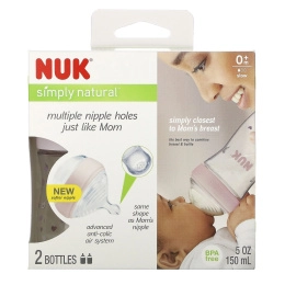 NUK, Simply Natural, детские бутылочки, медленный поток, с рождения, 2 шт., 150 мл (5 унций)