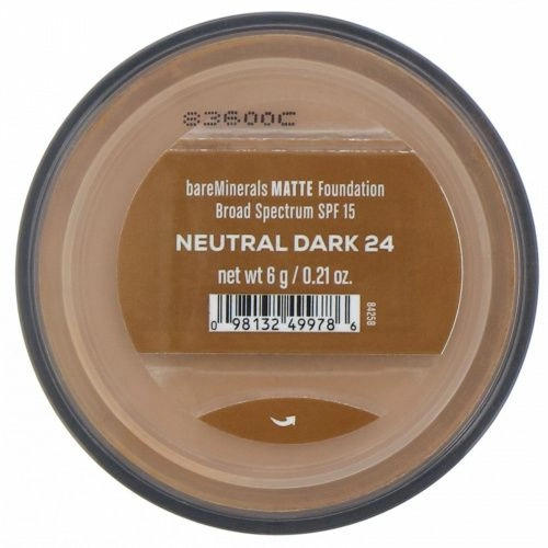 bareMinerals, Matte, тональная основа, SPF 15, оттенок «Нейтральный темный 24», 6 г