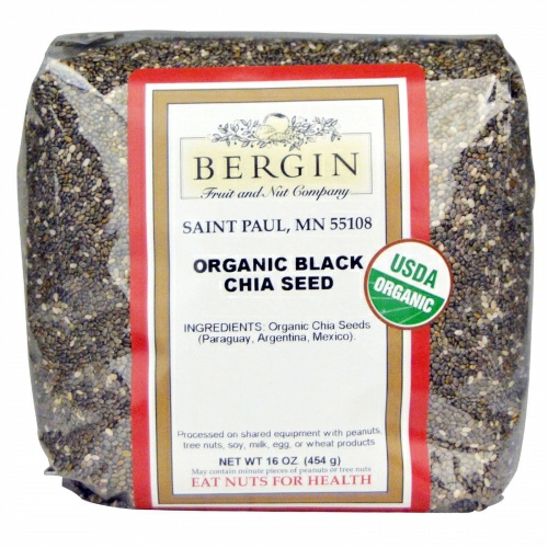 Bergin Fruit and Nut Company, Органические черные семена чиа, 16 унций (454 г)