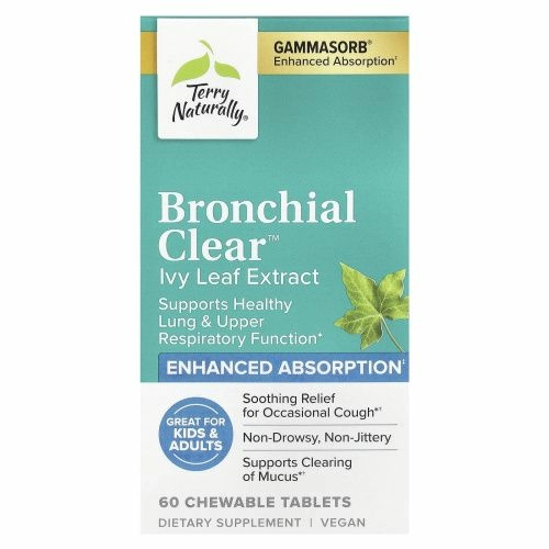 Terry Naturally, Bronchial Clear™, Ivy Leaf Extract, 60 Chewable Tablets