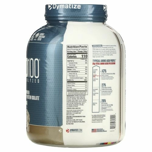 Dymatize Nutrition, ISO100 гидролизованный, 100% изолят сывороточного белка, печенье со сливками, 5 фунтов (2,3 кг)
