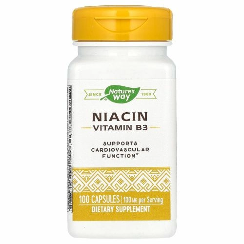 Nature's Way, Ниацин 100 мг, Никотиновая кислота, 100 капсул