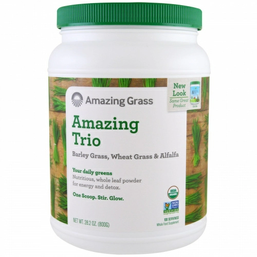 Amazing Grass, Удивительное трио, побеги ячменя, побеги пшеницы, люцерна, 28,2 унции (800 г)