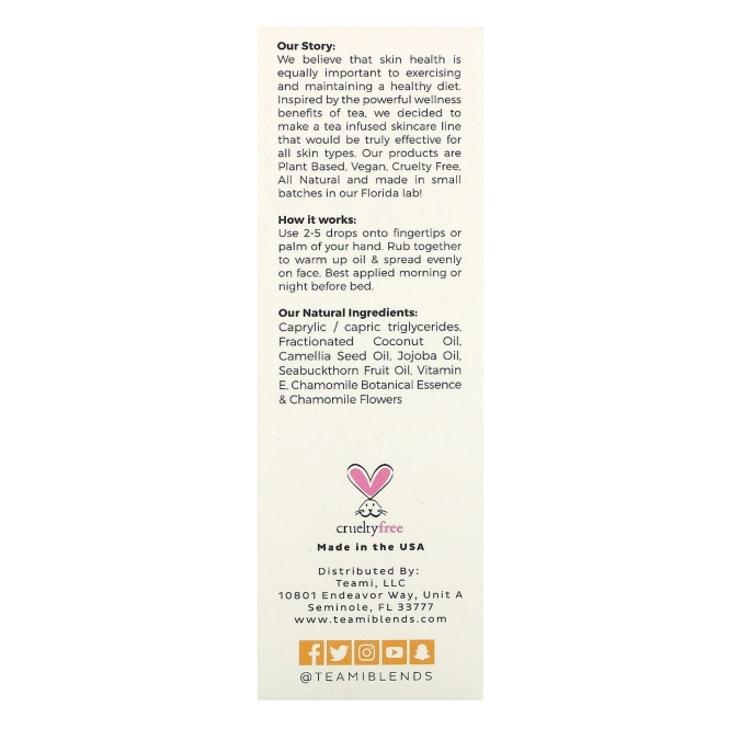 Teami, Repair, Tea Infused Facial Oil, Chamomile Flower, 2 oz