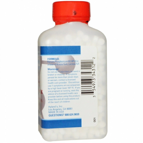 Hyland's Naturals, #4 Феррум Фосфорикум, Железа Фосфат 6х, 1000 таблеток