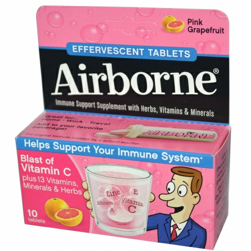 AirBorne, Шипучие таблетки, со вкусом розового  грейпфрута, 10 таблеток