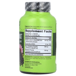 NATURELO, Поддержка иммунитета с бузиной, витамином С, цинком и эхинацеей, 60 вегетарианских капсул