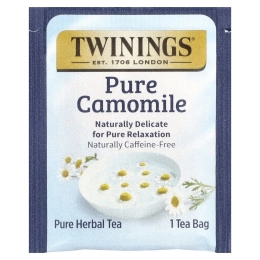 Twinings, травяной чай, чистая ромашка, без кофеина, 25 чайных пакетиков, 37 г (1,32 унции)