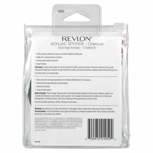 Revlon, Губка с конжаком для лица, очищение и осветление, древесный уголь, 1 спонж