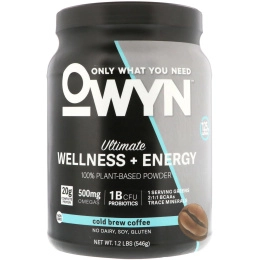OWYN, Ultimate Wellness + Energy 100% Plant-Based Powder, Cold Brew Coffee, 1.2 lb (546 g)