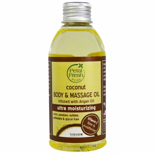 Petal Fresh, Pure, массажное увлажняющее масло, кокос, 5,5 унций (163 мл)