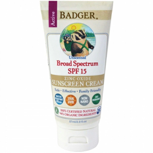 Badger Company, Солнцезащитный крем с оксидом цинка, широкий спектр SPF 15, без запаха, 2,9 жидких унций (87 мл)