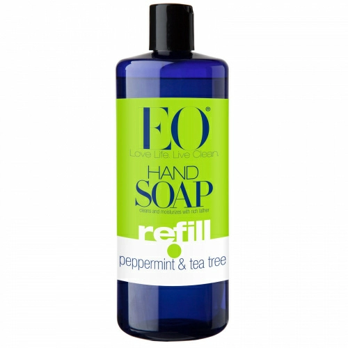 EO Products, Мыло для рук, запасной блок, перечная мята и чайное дерево, 32 жидкие унции (960 мл)