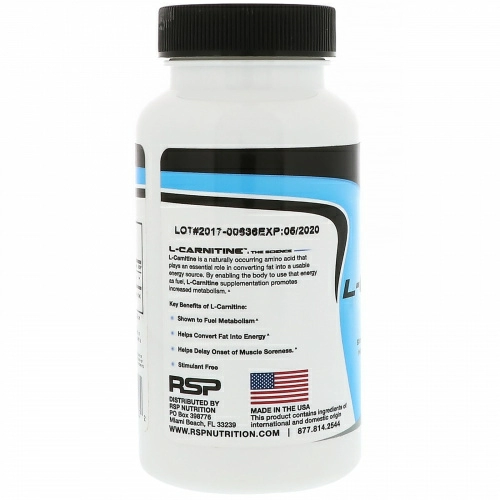 RSP Nutrition, L-Carnitine, 60 Capsules