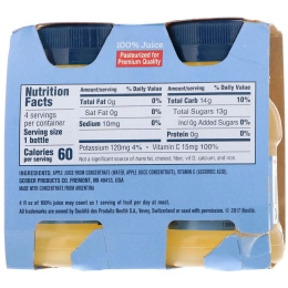 Gerber, Яблочный сок для малышей, от 12 месяцев, упаковка из 4 флаконов по 4 жидких унции (118 мл)