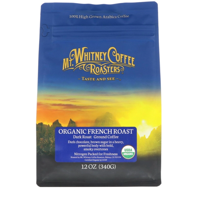 Mt. Whitney Coffee Roasters, Organic French Roast, Dark Roast, Ground Coffee, 12 oz (340 g)