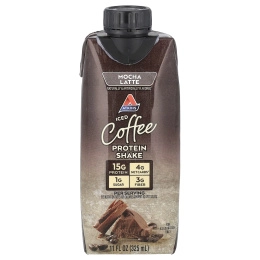 Atkins, Кофе со льдом, протеиновый коктейль, латте с мокко, 4 коктейля, 325 мл (11 жидк. унц.)