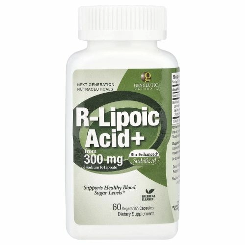 Genceutic Naturals, R-липоевая кислота, 300 мг, 60 капсул