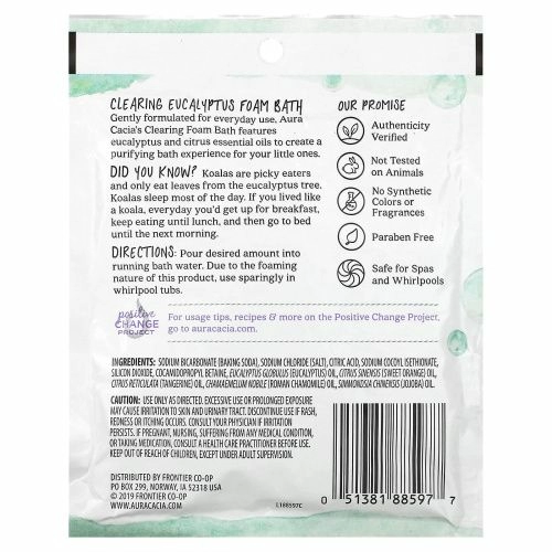 Aura Cacia, Освежающая пенна для ванны, эвкалипт, 2,5 унции (70,9 г)
