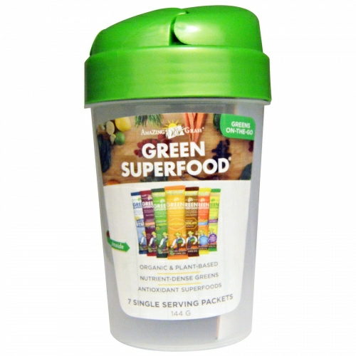 Amazing Grass, Reen Superfood Кубок шейкер и 7 Ароматы Зеленый Суперпищи, 1 - 20 унций чашки, 7 Пакеты (7 г) Каждый