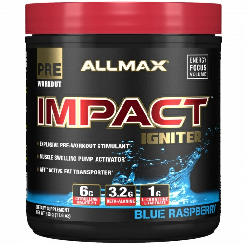 ALLMAX Nutrition, Impact Igniter Pre-Workout, Blue Raspberry, 11.6 oz (328 g)
