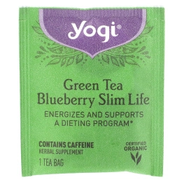 Yogi Tea, Slim Life, зеленый чай с черникой, 16 чайных пакетиков, 32 г (1,12 унции)