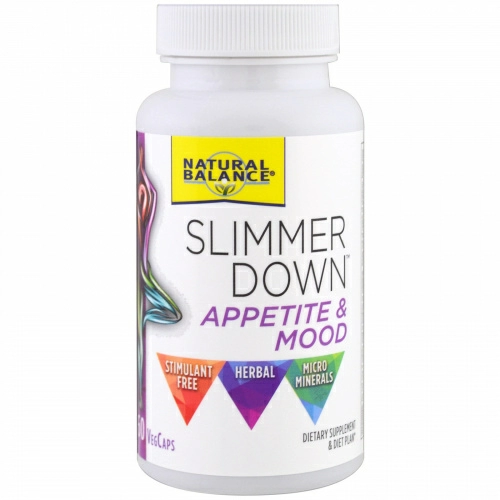 Natural Balance, Slimmer Down, Аппетит и настроение, 60 вегетарианских капсул